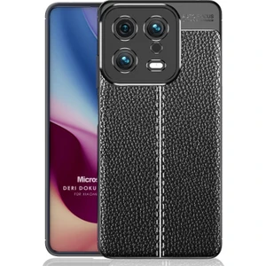 Xiaomi Mi 13 Kılıf Deri Dokulu Silikon Siyah