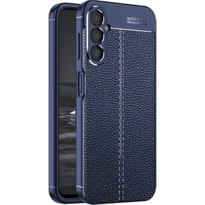 Samsung Galaxy A14 Kılıf Deri Dokulu Silikon Lacivert