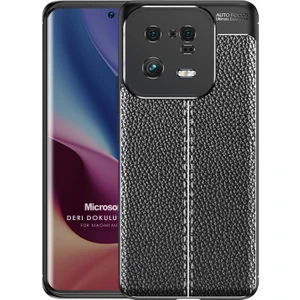 Xiaomi Mi 13 Pro Kılıf Deri Dokulu Silikon Siyah