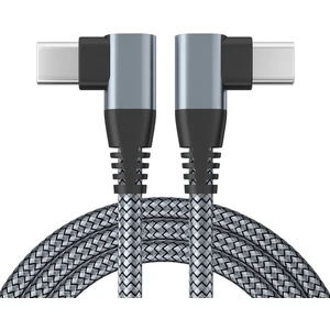USB C USB C Kablosu 60W/3A Hızlı Şarj USB Type'ye C Kordonu Çift 90 ° - Gri (Yurt Dışından)