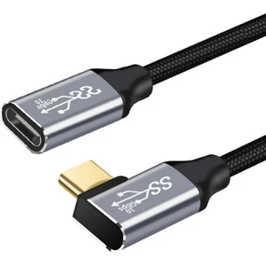 Örgülü Dirsek Type Erkek/kadın Uzatma Hattı USB C 3.1 Uzatma Kablosu - Gri (Yurt Dışından)