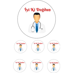 Yenilebilir Pasta Resmi Doktor Bey Modeli Pirinç Kağıdından 6-8-10 Kişilik Pastaya Uygun 16 cm