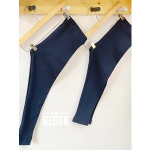 Kız Çocuk 5-8 Yaş Şardonlu Tayt Lacivert