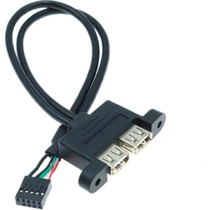 9 Pin Anakark Jumper Soketi To 2x USB A Dişi Panel Tipi Kablo - 30CM