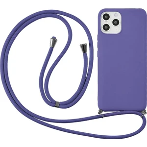 iPhone 11 Pro Max ile Uyumlu Ipli Boyun Askılı Silikon Kılıf Kadife Iç Yüzeyli Epiphany Kılıf Lila