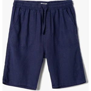 Keten Karışımlı Şort Beli Bağlamalı