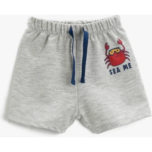 Şort Beli Bağlamalı Lastikli Yengeç Baskılı