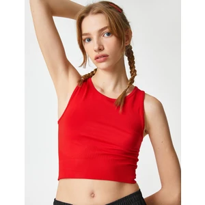 Crop Atlet Basic Bisiklet Yaka Kolsuz Fitilli