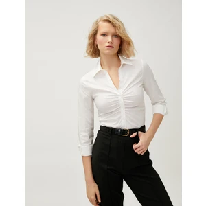 Drapeli Gömlek Uzun Kollu Slim Fit