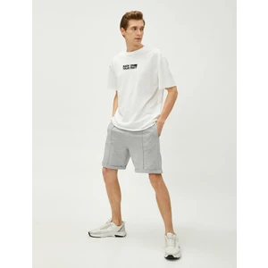 Beli Bağcıklı Şort Dikiş Detaylı Katlı Paça Dar Kesim