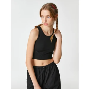 Crop Atlet Basic Bisiklet Yaka Kolsuz Fitilli