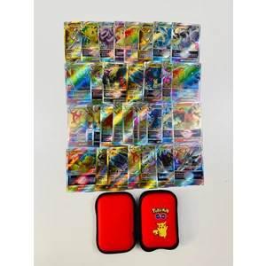 Abetto Market Pokemon V-Star Oyun Kartı 25 Adet Özel Parlak Kart ve Koruma Çantası