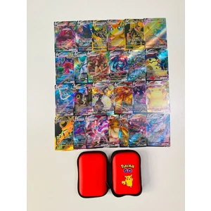 Pokemon V-Max Oyun Kartı 25 Adet Özel ve Parlak Kart ve Pokemon Koruma Çantası