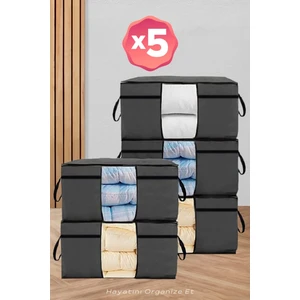5 Adet - Antrasit Gri Yorgan Yastık Hurcu 70X40X40