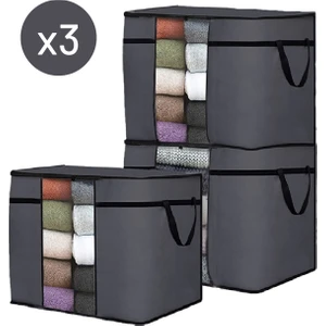 3 Adet - Antrasit Gri Yorgan Yastık Hurcu 70X40X40