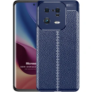 Xiaomi Mi 13 Pro Kılıf Deri Dokulu Silikon Lacivert