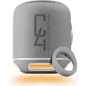 C4 Gümüş Taşınabilir Bluetooth Hoparlör Ses Bombası Yüksek Ses Gücü Sese Duyarlı LED Işık