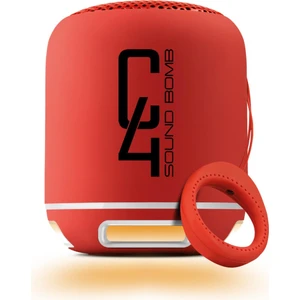 C4 Kırmızı Taşınabilir Bluetooth Hoparlör Ses Bombası Yüksek Ses Gücü Sese Duyarlı LED Işık
