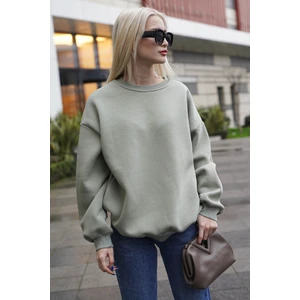 Mint Yeşili Bisiklet Yaka Basic Sweatshirt MG1559