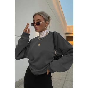 Füme Bisiklet Yaka Basic Sweatshirt MG1559