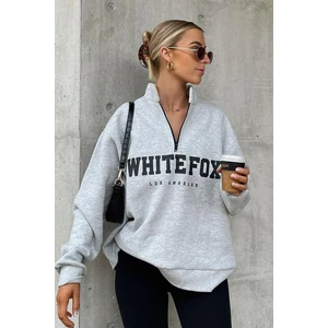Karmelanj Fermuar Detaylı Baskılı Sweatshirt MG1246
