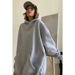 Grimelanj Kapüşonlu Şardonlu Oversize Sweatshirt MG1566