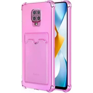 Xiaomi Redmi Note 9 Pro Kılıf Kartlıklı Darbe Korumalı Silikon + Ekran Koruyucu