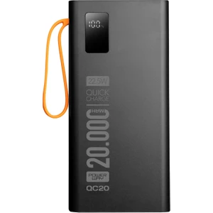 20.000 Mah Pd 22.5W Kablolu 3.0 Hızlı Şarj Gerçek 20.000 Mah Garantili Işıklı QC20 Siyah Powerbank