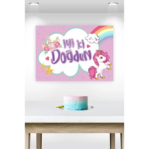 Unicorn Temalı Doğum Günü * Branda Afiş 50X70 cm