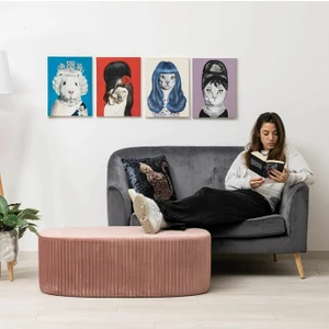Gazzini Furniture Velluto Lungo Lounge Gül Kurusu Puf - 90cm Oval Dekoratif Puf Koltuk