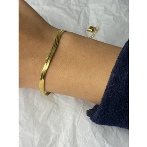 Sleek Accessory Çelik İtalyan Yassı Bileklik Gold