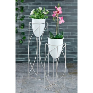 Metal Beyaz Dekoratif Ayaklı Saksı,2'li Gümüş Ayaklı Saksı,dekoratif Saksı,vazo