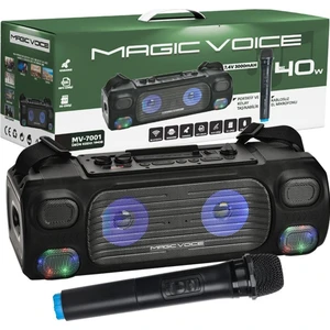 MAGICVOICE MV-7001 VHF EL MİK USB+SD+BT+UK 40 WATT IŞIKLI ŞARJLI SEYYAR ANFİ