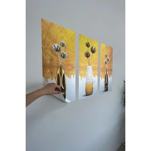 Akıllı Kağıt Statik Tutunma Özellikli 3'lü Gold Vazo 33-75