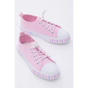 Tonny Black Çocuk Unisex Pembe Rahat Kalıp Ok Detaylı Lastik Bağcıklı Kumaş Spor Ayakkabı1010