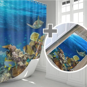Aquarium Banyo Paspas Ve Tek Kanat Duş Perdesi 1x180x200 Cm Set