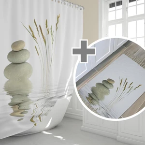 Zethome Stone And Reed Banyo Paspas Ve Tek Kanat Duş Perdesi 1x240x200 Cm Set