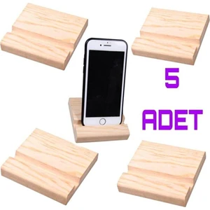 5 Adet Çam Ağacı Ahşap Telefon Tutucu, Tablet Tutucu Dock Stand