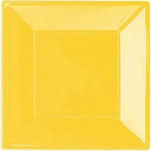 Sarı Kare Plastik Tabak 17 cm 8 Li