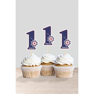 Neşeli Günlerim Denizci Temalı * 1 (Bir) Yaşında Cupcake Süsü '10LU