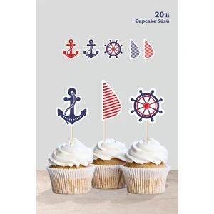 Neşeli Günlerim Denizci Doğum Günü * Cupcake Süsü '20LI