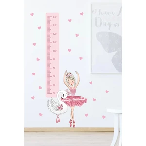 Neşeli Günlerim Balerin Boy Ölçer + 100 Adet Kalp Duvar Sticker