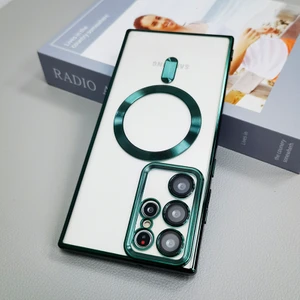 M.TK Moveteck S23 Ultra Kılıf Kamera Lens Korumalı Yumuşak Metalik Magsafe Şarjlı Zrıh