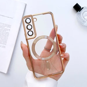 M.TK Moveteck Samsung Galaxy S23 Plus Kılıf Kamera Lens Korumalı Yumuşak Metalik Magsafe Şarjlı Zrıh