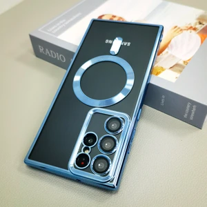 M.TK Moveteck S23 Ultra Kılıf Kamera Lens Korumalı Yumuşak Metalik Magsafe Şarjlı Zrıh
