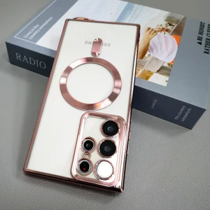 M.TK Moveteck S23 Ultra Kılıf Kamera Lens Korumalı Yumuşak Metalik Magsafe Şarjlı Zrıh