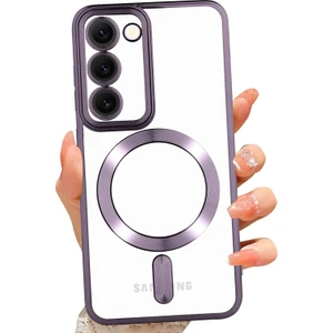 M.TK Moveteck Samsung Galaxy S23 Plus Kılıf Kamera Lens Korumalı Yumuşak Metalik Magsafe Şarjlı Zrıh