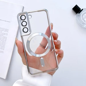 M.TK Moveteck Samsung Galaxy S23 Plus Kılıf Kamera Lens Korumalı Yumuşak Metalik Magsafe Şarjlı Zrıh