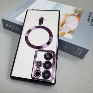 M.TK Moveteck S23 Ultra Kılıf Kamera Lens Korumalı Yumuşak Metalik Magsafe Şarjlı Zrıh