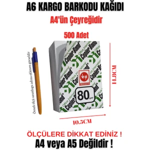 A6 Fotokopi Kağıdı 500 Adet - (A4'ün Çeyreğidir) Lazer Yazıcılar için E-Ticaret Kargo Barkodu Ebatında